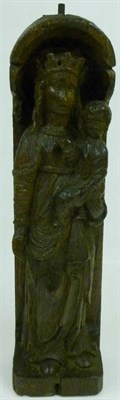 Lot 1093 - A Carved Oak Niche Madonna and Child, probably Flemish, 17th/18th century, the crowned Madonna...