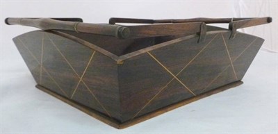 Lot 1095 - A Regency Period Rosewood Work Basket, circa 1825, of rectangular shape with outward angled...