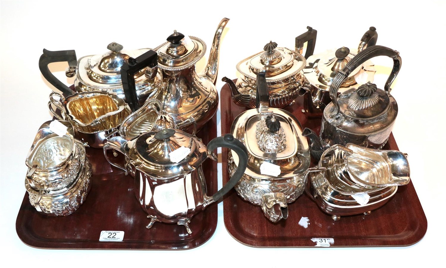 Lot 22 - A collection of various plated tea sets (15)