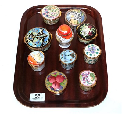 Lot 58 - A collection of Moorcroft enamel boxes (10)
