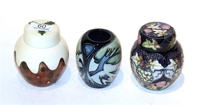 Lot 60 - A Moorcroft Knypersley pattern vase and two ginger jars (3)