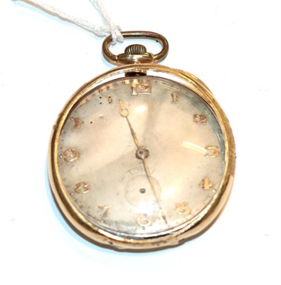 Lot 87 - An open faced pocket watch, case stamped inside 18k 0.750 and with maker's mark for Movado,...