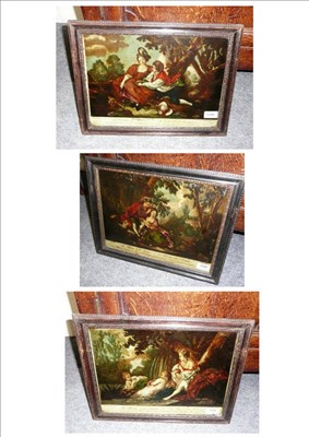 Lot 1108 - After Francois Boucher: A Set of Three Reverse Prints on Glass, depicting The Seasons, circa...