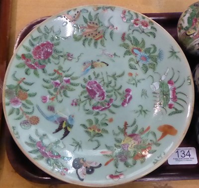 Lot 134 - An early 19th century Chinese vase, Cantonese plates etc