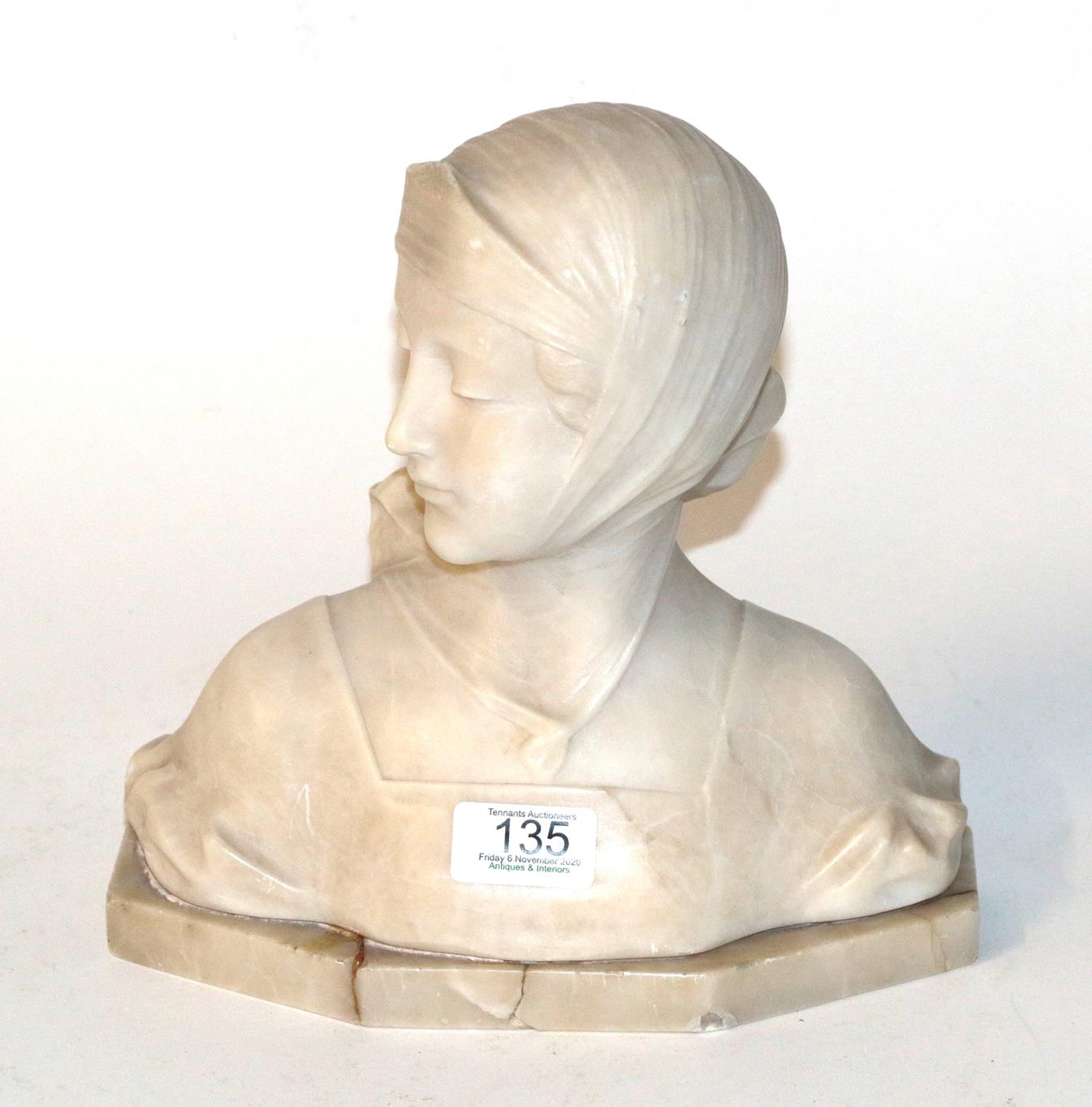 Lot 135 - Alabaster female bust