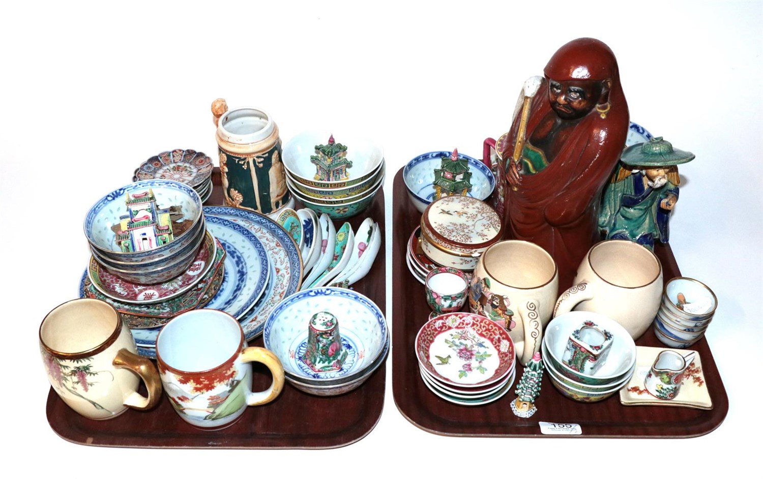 Lot 155 - Assorted Chinese and Japanese pottery and porcelain, 20th century in date, including dishes, bowls