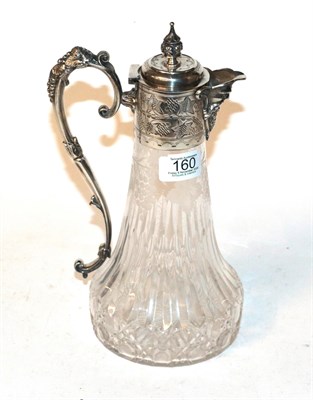Lot 160 - A Victorian etched glass and silver plated claret jug