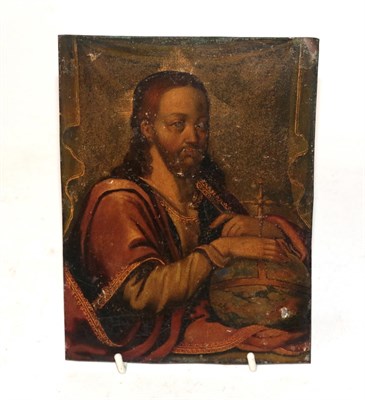 Lot 179 - Northern European (19th century), Salvator Mundi, oil on paper laid onto copper (possibly on a...