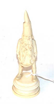Lot 186 - A German ivory bearded figure, late 19th century, inscribed to plinth base 'W. Geiger for...