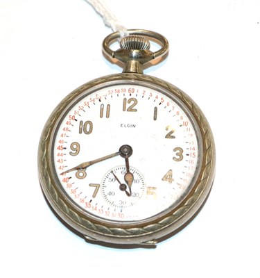 Lot 214 - An Elgin nickel plated pocket watch