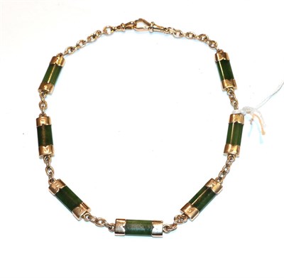 Lot 229 - A nephrite chain, stamped '9' and '.375', length 42cm