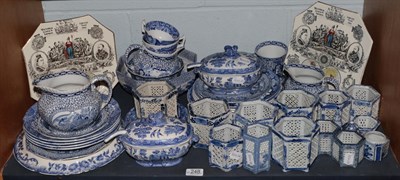 Lot 248 - A large quantity of 19/20th century blue and white pottery and porcelain including meat plates etc