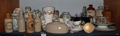 Lot 257 - A shelf of ceramics including Royal Corona ware, Arthur Wood wall pocket and other items