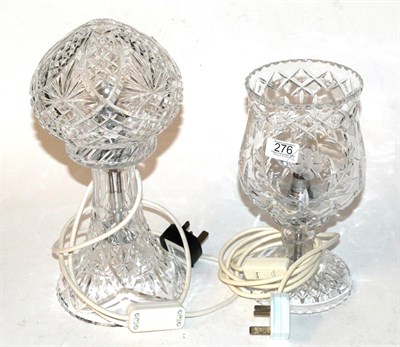 Lot 276 - A cut glass mushroom table lamp and a cut glass table lamp (2)