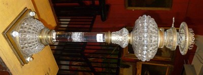 Lot 1123 - A Gilt Brass Mounted and Cut Glass Table Oil Lamp, perhaps Osler, circa 1880, the domed hobnail cut