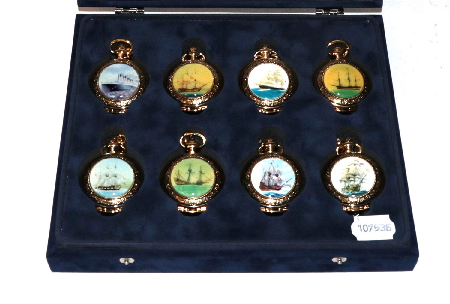 Lot 326 - A Westminster mint set 'The Legends of the Sea' pocket watch collection, 18ct gold plated, with...