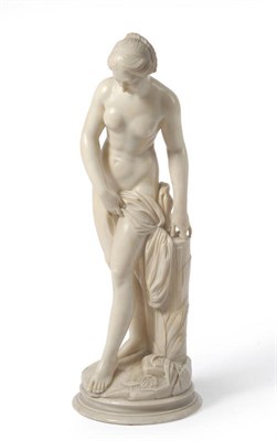 Lot 1133 - An Alabaster Figure of Venus at her Bath, Italian, late 19th century, the scantily clad maiden...