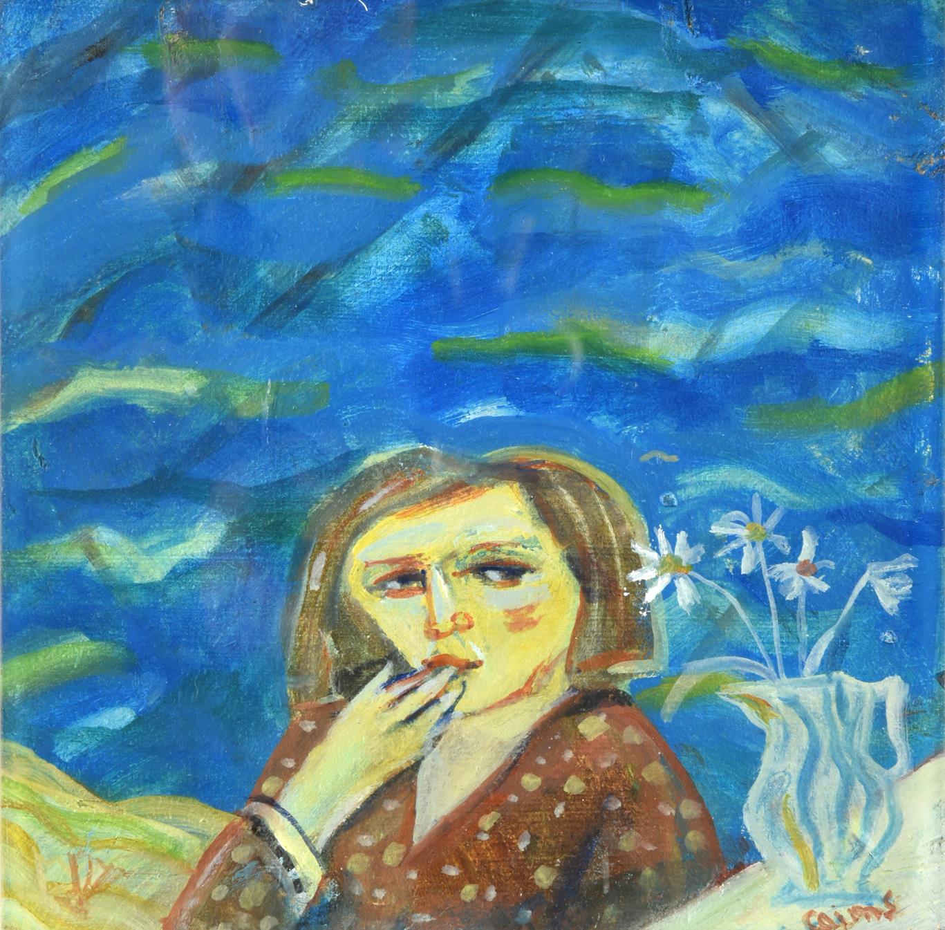 Lot 1040 - Joyce Cairns ARSA, RSW (b.1949) Scottish ''Blowing a Kiss'' Signed, oil on panel, 19.5cm by...