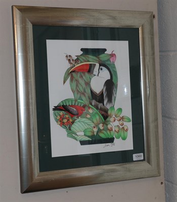 Lot 1060 - Sian Leeper (Contemporary) Toucan, Moorcroft Design Signed and dated 2002, mixed media, 35.5cm...