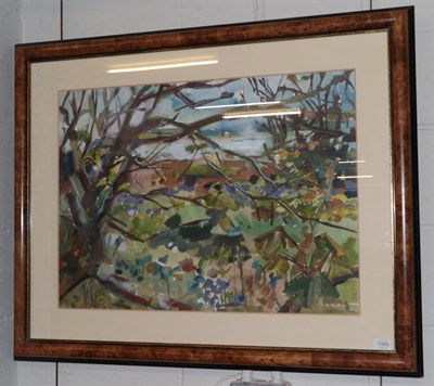 Lot 1066 - Shona Barr (b.1965) Scottish Trees by a river Signed, watercolour, 55cm by 74cm  Artist's...