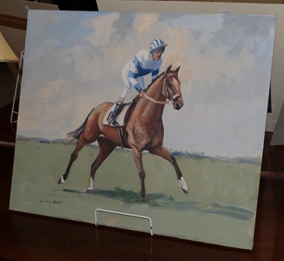 Lot 1081 - William Norman Gaunt FIAL NDD (1918-2001) Racehorse with jockey up Signed, oil on board, 50.5cm...
