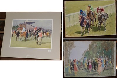 Lot 1083 - William Norman Gaunt FIAL NDD (1918-2001) ''After the Race'' Signed, watercolour and gouache on...
