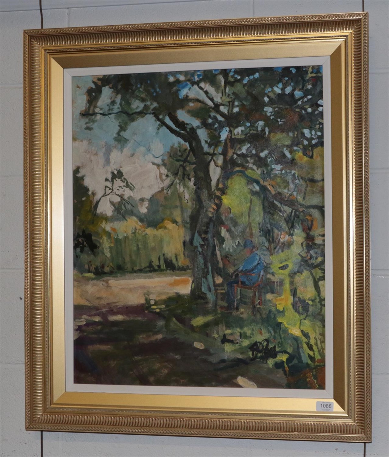 Lot 1088 - George Sykes (Contemporary)  ''Sketching in the Orchard'' Inscribed verso ''George Sykes...