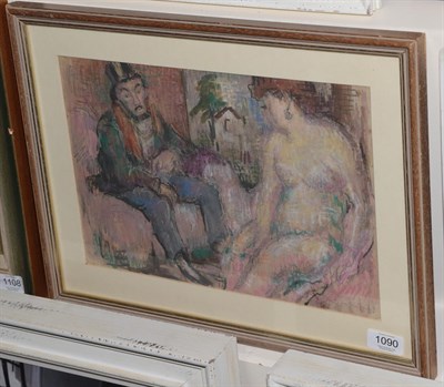 Lot 1090 - Follower of Henri de Toulouse-Lautrec (1864 -1901) French Man and nude in an interior...