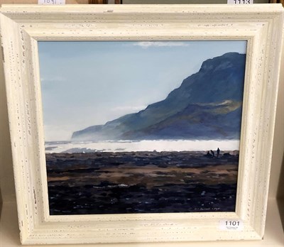 Lot 1101 - Hilary Burnett Cooper (Contemporary) Figures on a beach Signed, oil on board, 29cm by 29cm