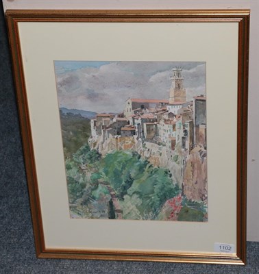 Lot 1102 - * Kaufman (20th/21st century) Mediterranean hilltop town Signed and dated (19)89, watercolour,...