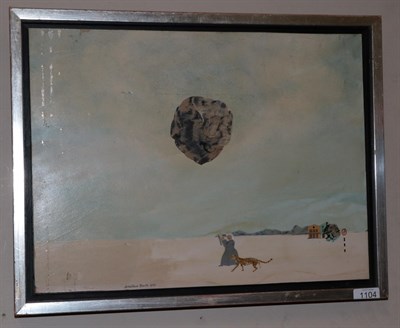 Lot 1104 - Jonathan Routh (1927-2008) Nun and cheetah in a landscape Signed and dated 1972, oil on board,...