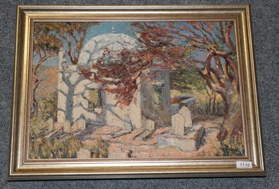 Lot 1116 - Roger Bernet (1903-1984)  Mausoleum Signed, oil on board, 36.5cm by 53.5cm  Artist's Resale...