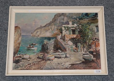 Lot 1119 - Felice Giordano (1825-1892) Italian  ''A Small Harbour in Capri'' Signed, oil on canvas, 34.5cm...