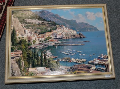 Lot 1139 - A Romano (20th/21st century) Italian ''Amalfi'' Signed and inscribed verso, oil on canvas 49cm...