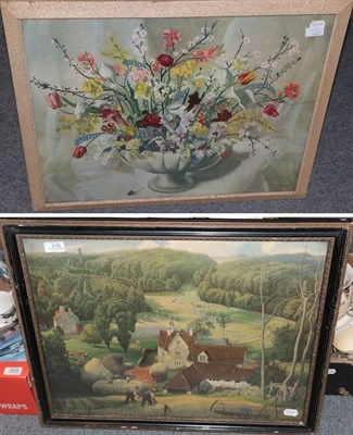 Lot 1176 - After Bateman (20th century) Idyllic rural landscape, colour print; together with after...