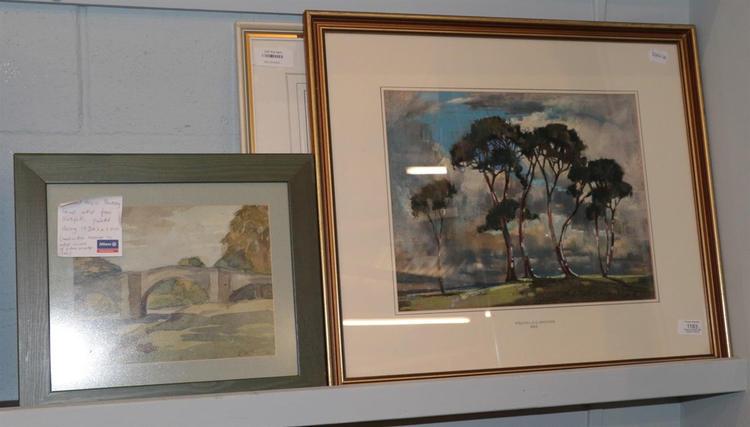 Lot 1183 - Frederick C Davison, RBA, Trees in a landscape together with Norman Jackson, watercolour...