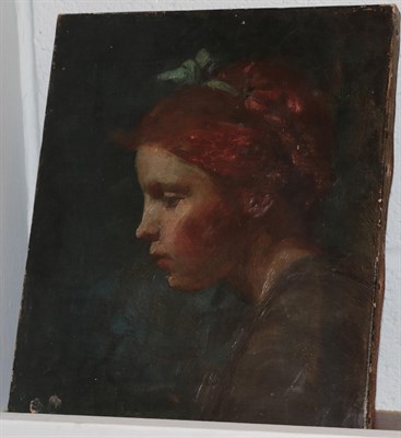 Lot 1190 - Attributed to Marion Wallace Dunlop (1864-1942) 'Dawn', oil on canvas, unframed, 29.5cm by 24.5cm