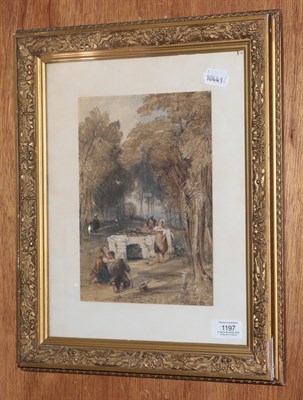 Lot 1197 - Charles Bentley OWS (1806-1854) 'The Charcoal Burners' signed, watercolour, 25cm by 18cm