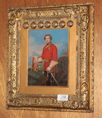 Lot 1198 - English School (19th century) Portrait of C.E. Basset Lennard, 5th D.G., gilt and gesso frame...