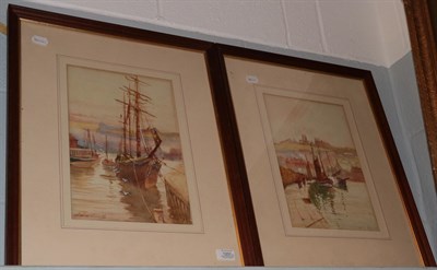 Lot 1201 - John Williams, Ships in Whitby harbour, watercolour together with another (2)