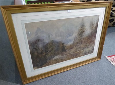 Lot 1203 - British School (19th/20th century) Alpine landscape, watercolour, 60cm by 96cm