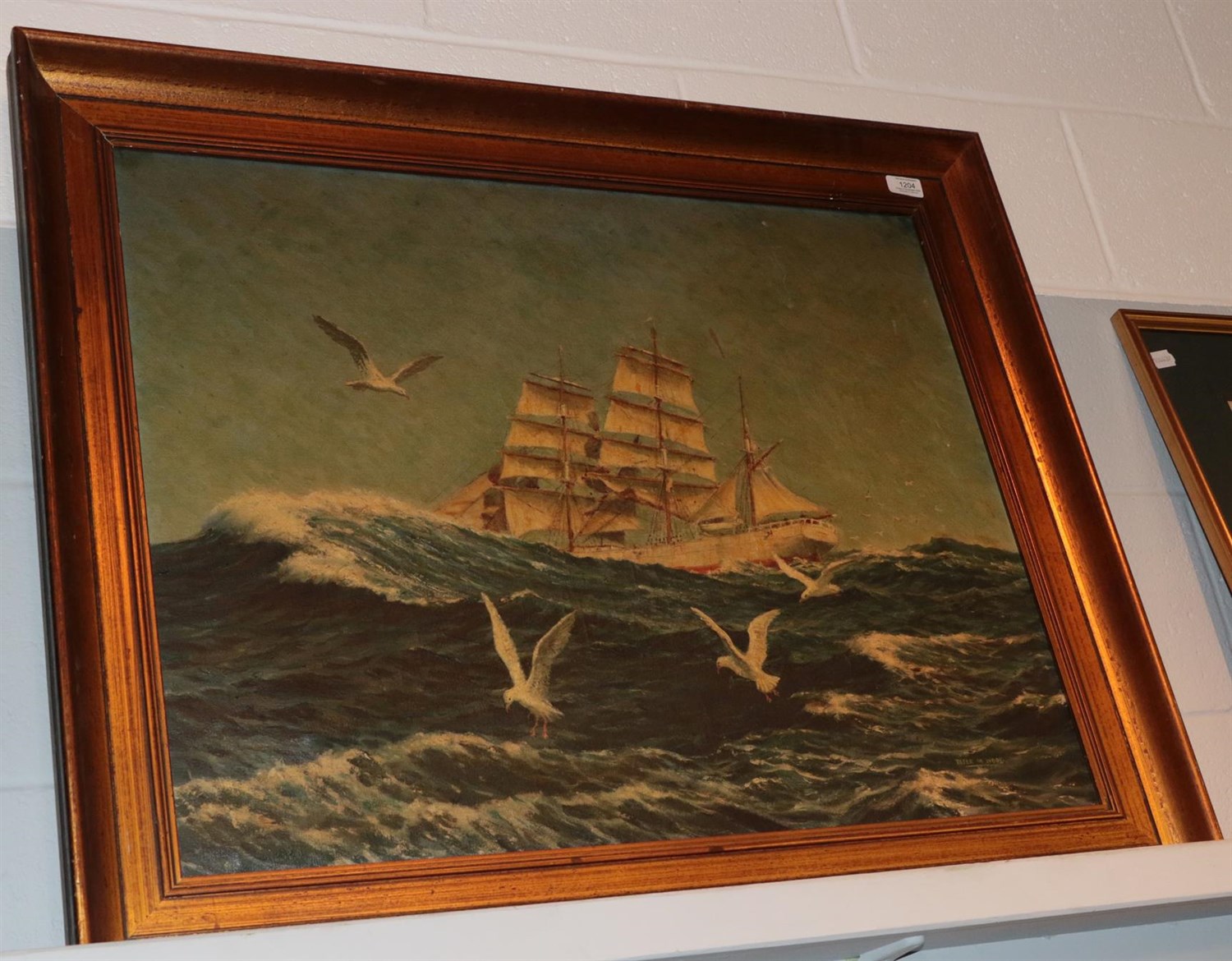 Lot 1204 - Peter MacDonagh Wood (1914-1982), Ship in full sail, signed, indistinctly inscribed with title...