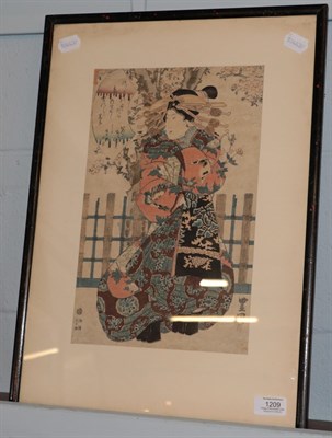 Lot 1209 - A Japanese woodblock print, figural study