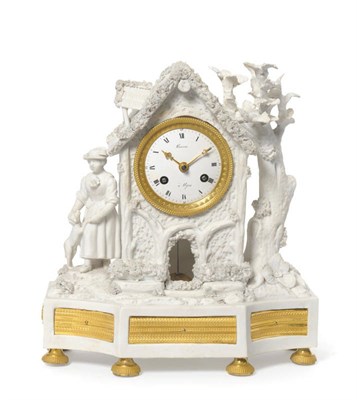 Lot 1159 - A French Biscuit Striking Mantel Clock, signed Berron à Agen, 19th Century, case with a...