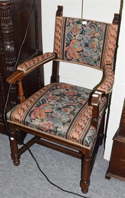 Lot 1241 - An early 20th century oak open armchair, in the 17th century style, by Waring & Gillows