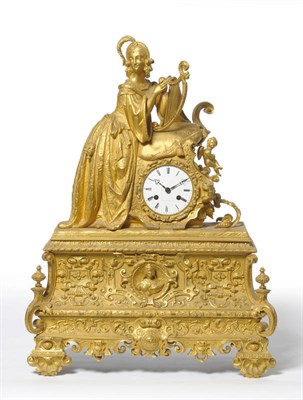 Lot 1162 - A French Ormolu Striking Mantel Clock, circa 1870, surmounted by a classical maiden and...