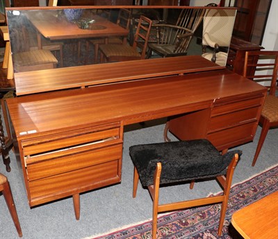 Lot 1282 - A teak dressing table, possibly Mcintosh; and an upholstered dressing stool