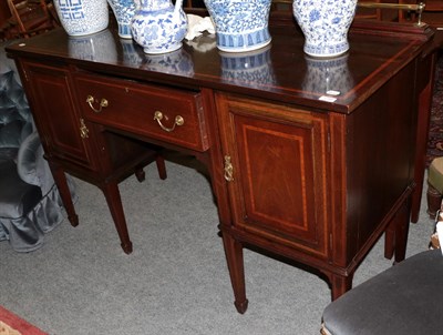 Lot 1286 - An Edwardian mahogany and satinwood banded sideboard on square tapering legs