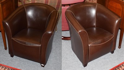 Lot 1295 - A pair of Barker and Stonehouse 'George' brown leather tub chairs