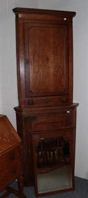 Lot 1298 - Two George III oak hanging corner cupboards